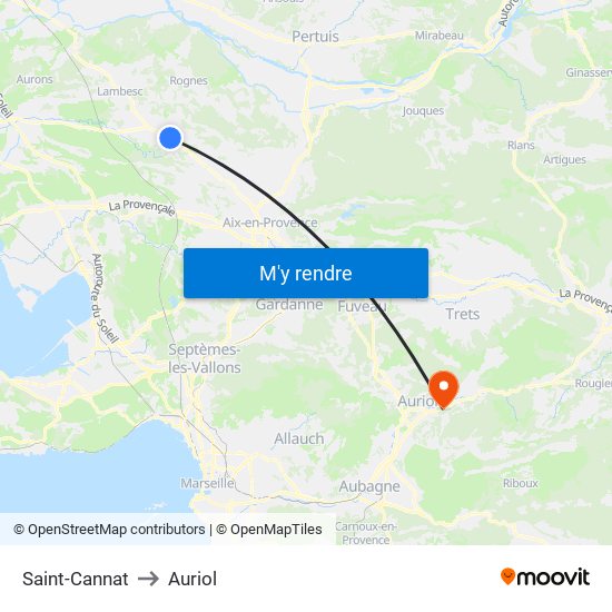 Saint-Cannat to Auriol map