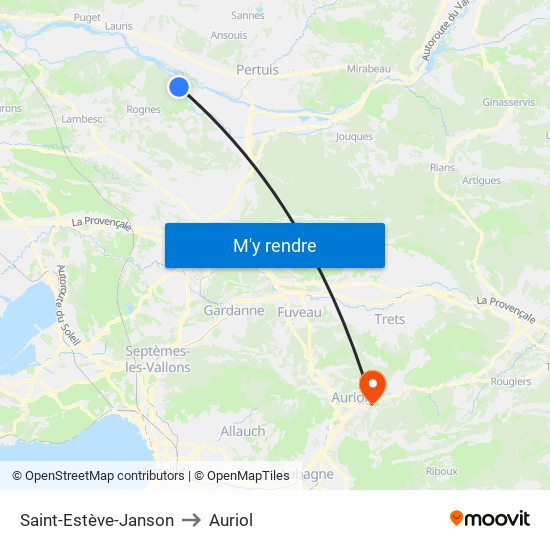 Saint-Estève-Janson to Auriol map