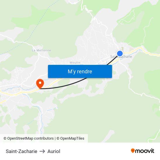 Saint-Zacharie to Auriol map