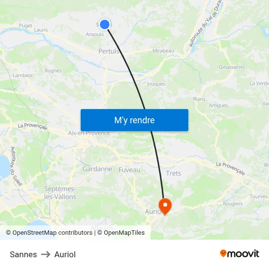 Sannes to Auriol map