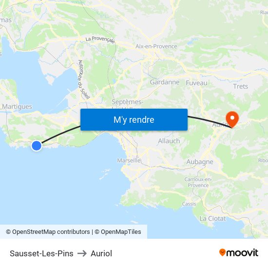 Sausset-Les-Pins to Auriol map