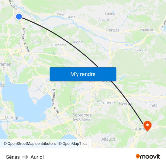 Sénas to Auriol map