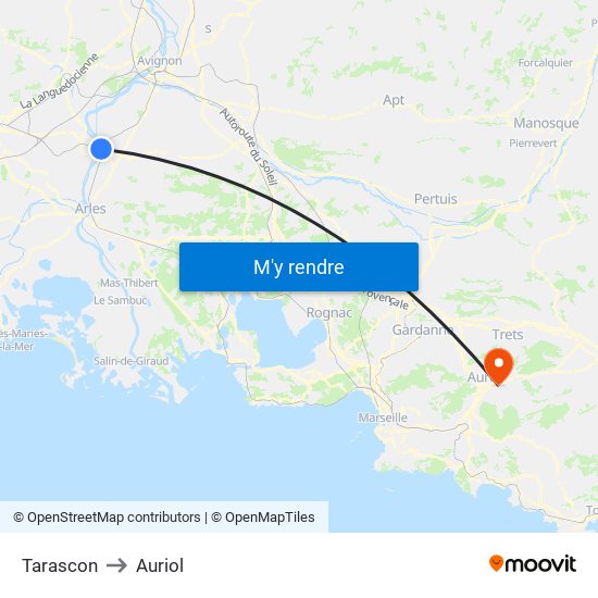 Tarascon to Auriol map