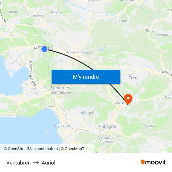 Ventabren to Auriol map