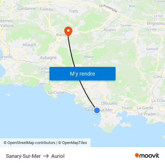 Sanary-Sur-Mer to Auriol map