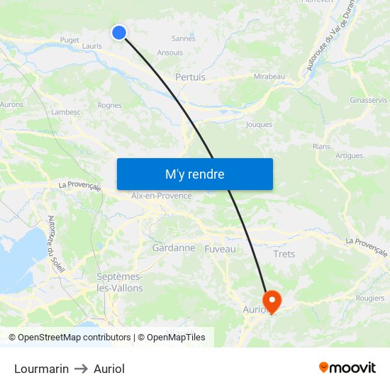 Lourmarin to Auriol map
