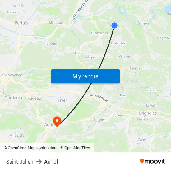 Saint-Julien to Auriol map