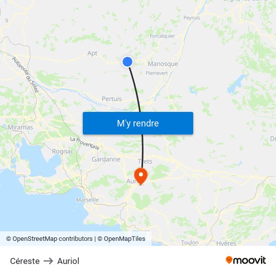 Céreste to Auriol map