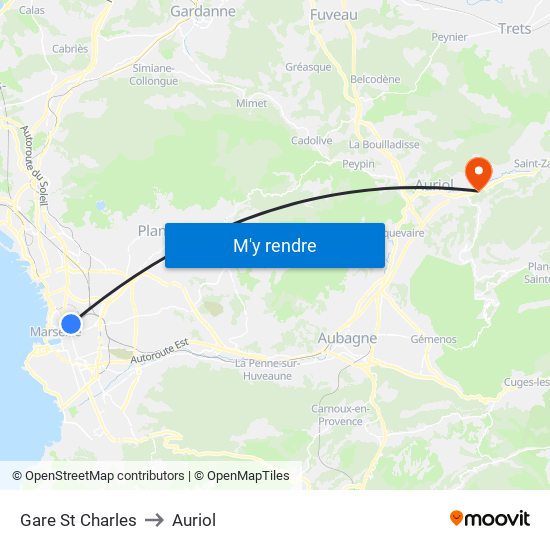 Gare St Charles to Auriol map