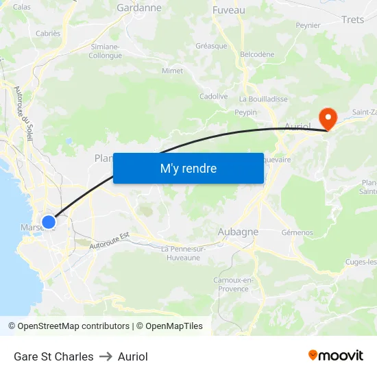 Gare St Charles to Auriol map