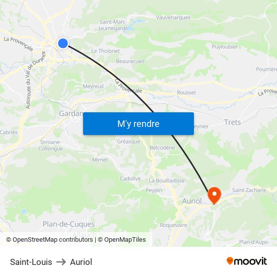 Saint-Louis to Auriol map