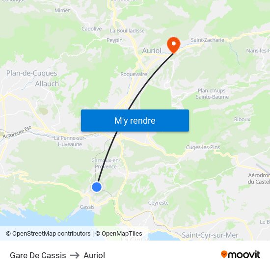 Gare De Cassis to Auriol map