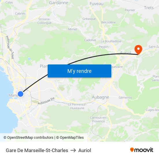 Gare De Marseille-St-Charles to Auriol map