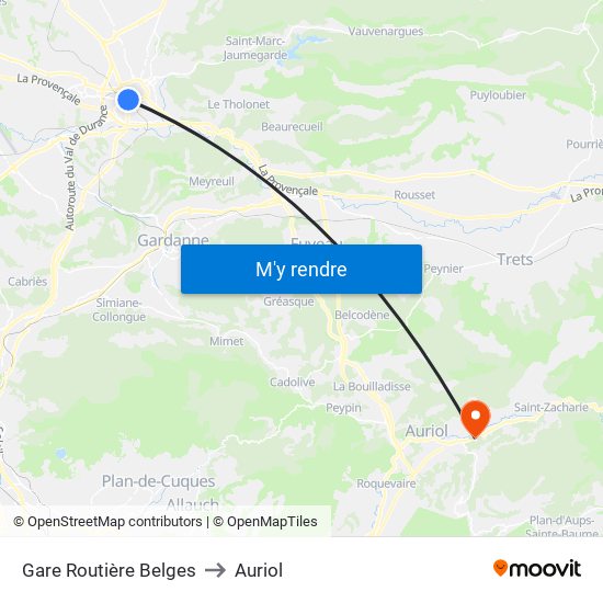 Gare Routière Belges to Auriol map