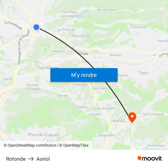 Rotonde to Auriol map