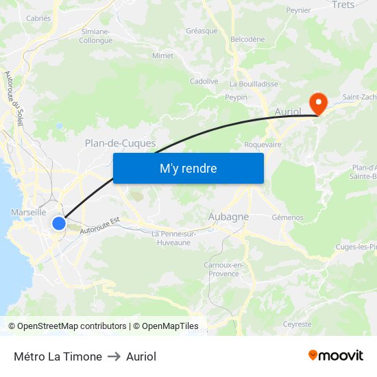 Métro La Timone to Auriol map