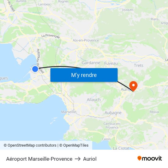 Aéroport Marseille-Provence to Auriol map