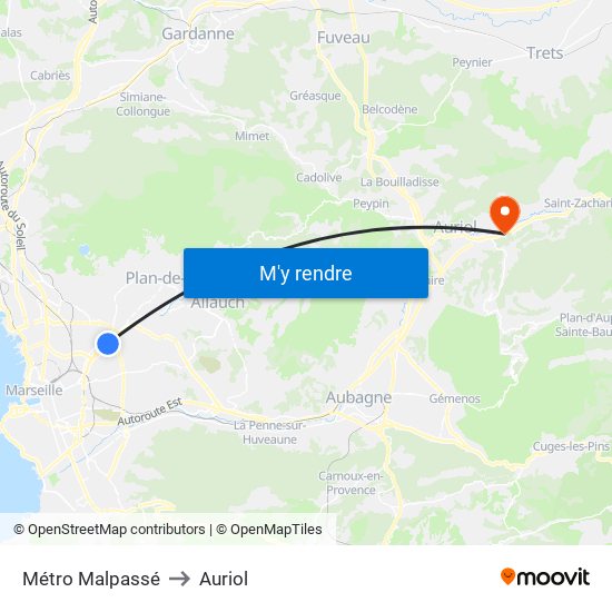 Métro Malpassé to Auriol map