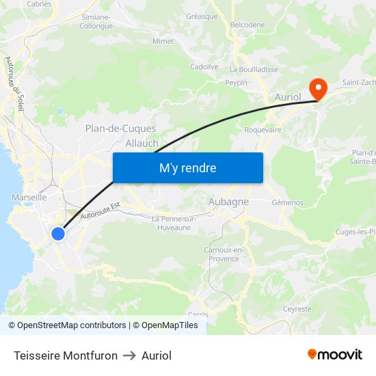 Teisseire Montfuron to Auriol map