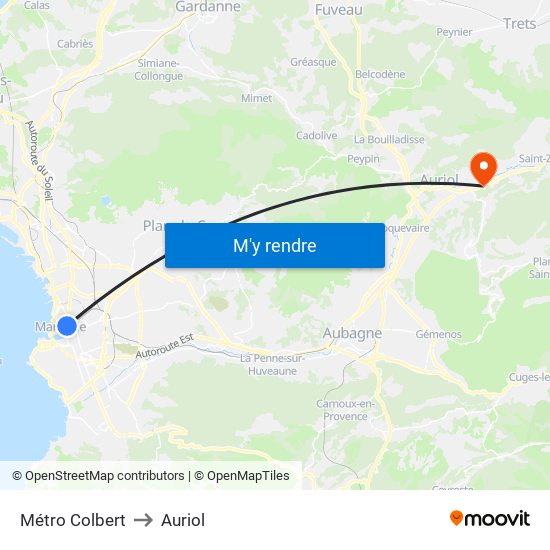 Métro Colbert to Auriol map