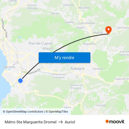 Métro Ste Marguerite Dromel to Auriol map