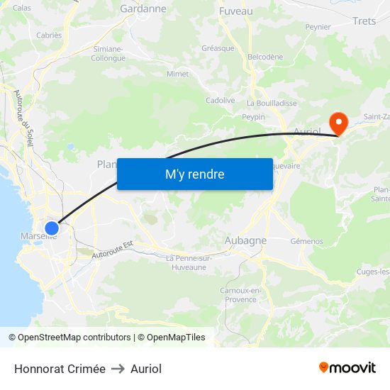 Honnorat Crimée to Auriol map