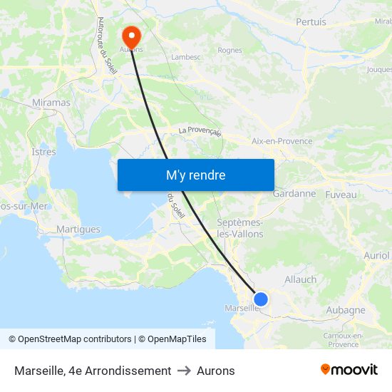 Marseille, 4e Arrondissement to Aurons map