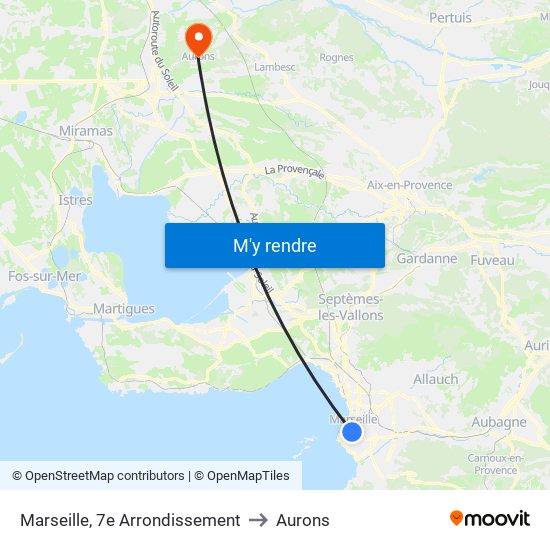 Marseille, 7e Arrondissement to Aurons map
