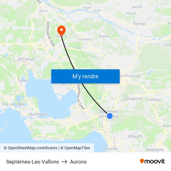 Septèmes-Les-Vallons to Aurons map
