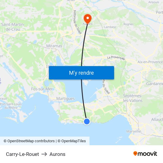 Carry-Le-Rouet to Aurons map
