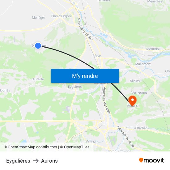 Eygalières to Aurons map