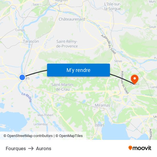 Fourques to Aurons map