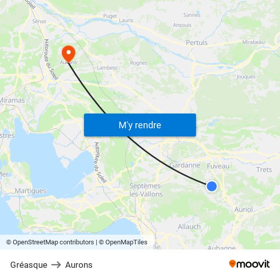 Gréasque to Aurons map