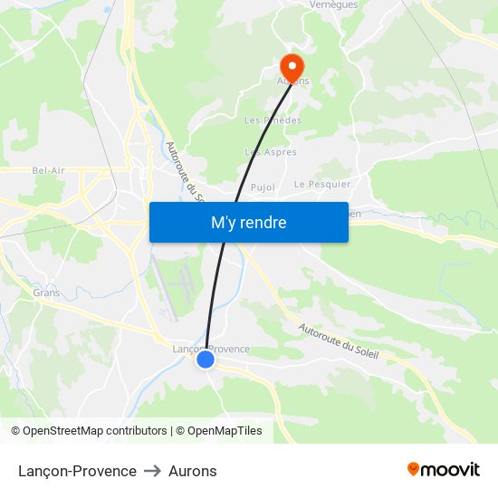 Lançon-Provence to Aurons map