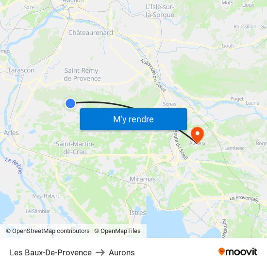 Les Baux-De-Provence to Aurons map