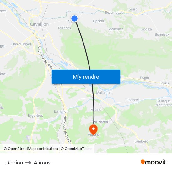 Robion to Aurons map