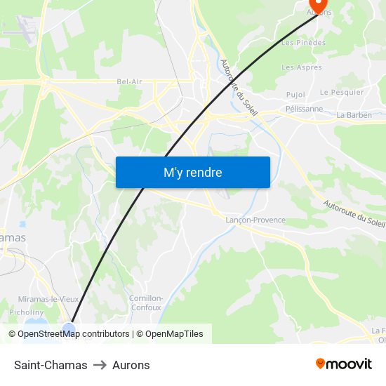 Saint-Chamas to Aurons map