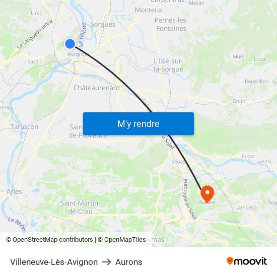 Villeneuve-Lès-Avignon to Aurons map