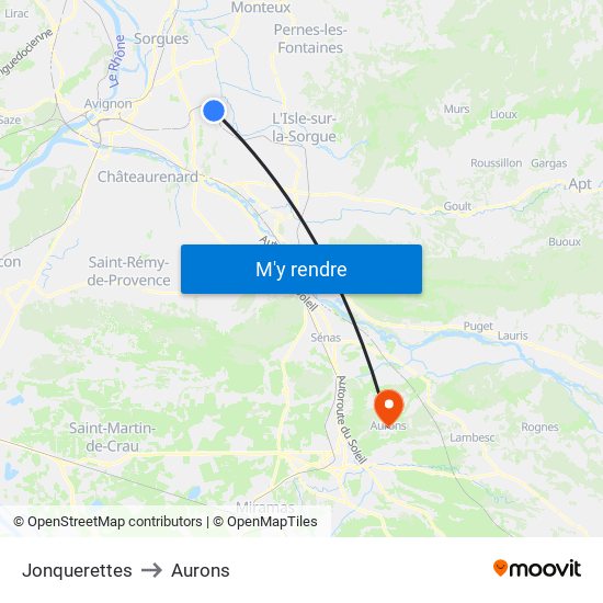 Jonquerettes to Aurons map