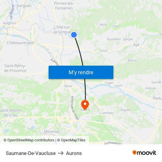 Saumane-De-Vaucluse to Aurons map