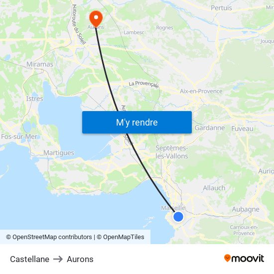 Castellane to Aurons map