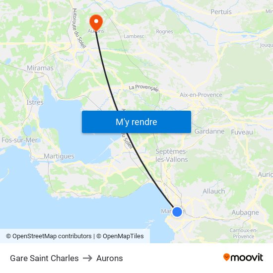 Gare Saint Charles to Aurons map