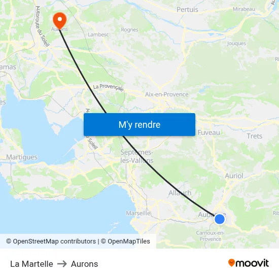 La Martelle to Aurons map
