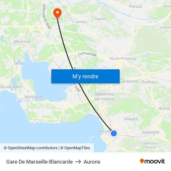 Gare De Marseille-Blancarde to Aurons map