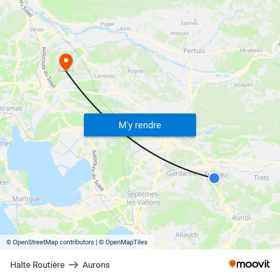 Halte Routière to Aurons map
