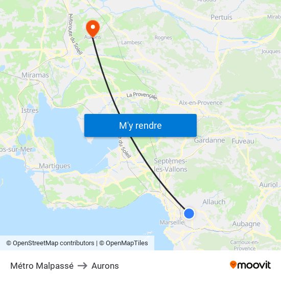 Métro Malpassé to Aurons map