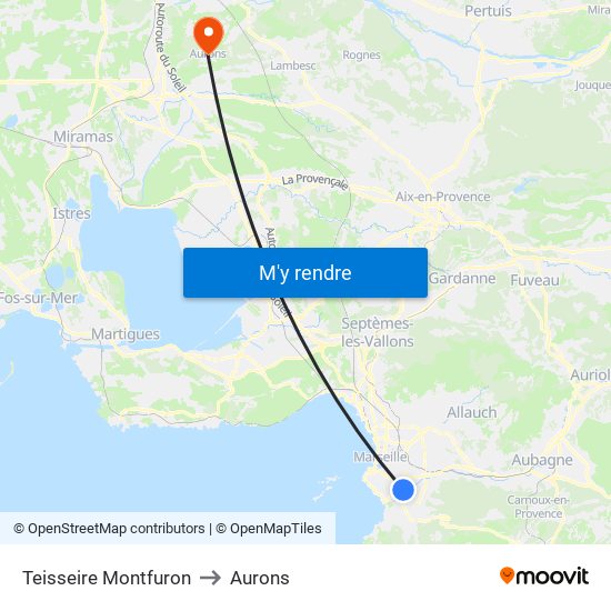 Teisseire Montfuron to Aurons map