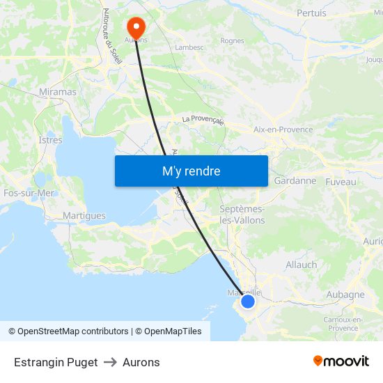 Estrangin Puget to Aurons map