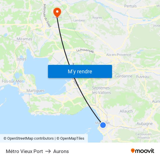 Métro Vieux Port to Aurons map