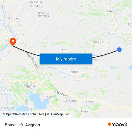 Brunet to Avignon map